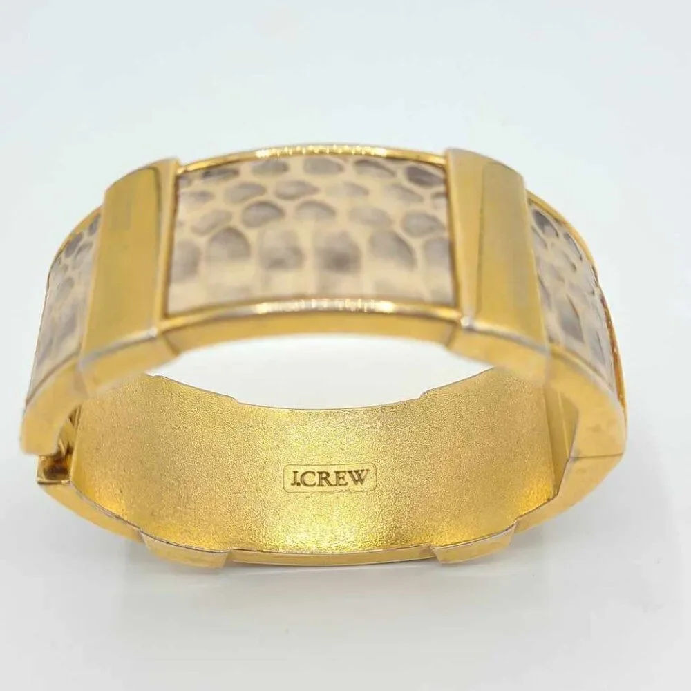J Crew Hinged Snakeskin Print Bangle Bracelet